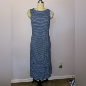 CP Shades Blue Chambray Striped Tie Back Dress